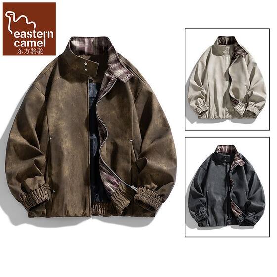 
Oriental Camel American high street retro lapel leather jacket men's loose motorcycle handsome autumn high-end coat