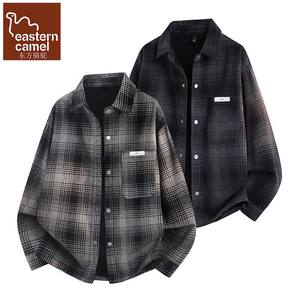 
Oriental Camel Plaid Denim Jacket Men's Shirt Style Casual Loose Jacket Spring Teenagers Washed Clothes