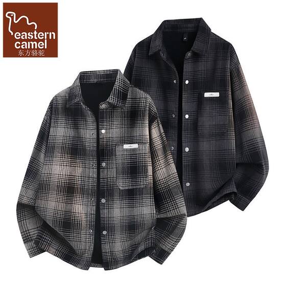 
Oriental Camel Plaid Denim Jacket Men's Shirt Style Casual Loose Jacket Spring Teenagers Washed Clothes