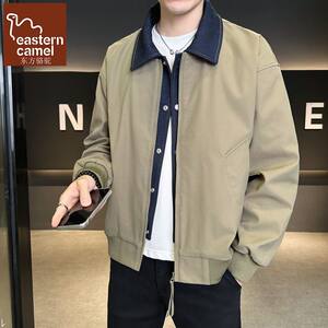 
Oriental Camel Fake Two-piece Lapel Jacket Men's Spring 2026 New Barn Style Loose Casual Workwear Jacket