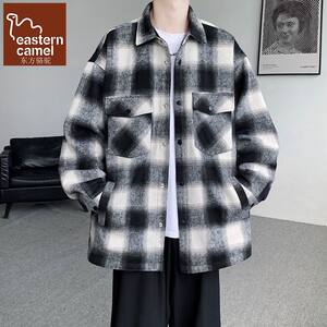 
Oriental Camel Plaid Jacket Men's Autumn and Winter Hong Kong Style Loose Lapel Casual Jacket Men's New Long Sleeve Jacket