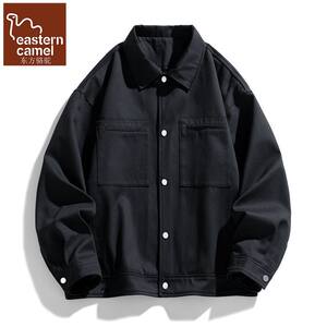 
Oriental Camel Cotton Men's Jacket Spring and Autumn Casual Jacket Boys Workwear Long Sleeve Lapel Double Pocket Button