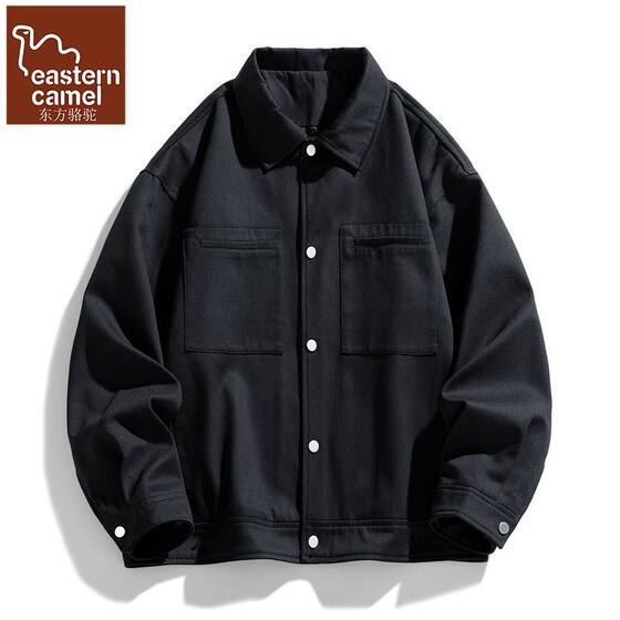 
Oriental Camel Cotton Men's Jacket Spring and Autumn Casual Jacket Boys Workwear Long Sleeve Lapel Double Pocket Button