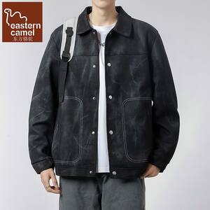
Oriental camel jacket men's spring casual lapel solid color workwear corduroy jacket retro trendy versatile jacket