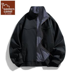 
Oriental Camel New Stand Collar Detroit Jacket Men's Spring Plaid Lined Right Shoulder Trendy Brand Cleanfit Jacket