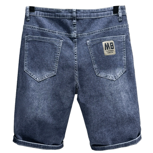 Summer thin men's cropped pants denim shorts 2025 men's new jeans casual elastic mid-pants men's
