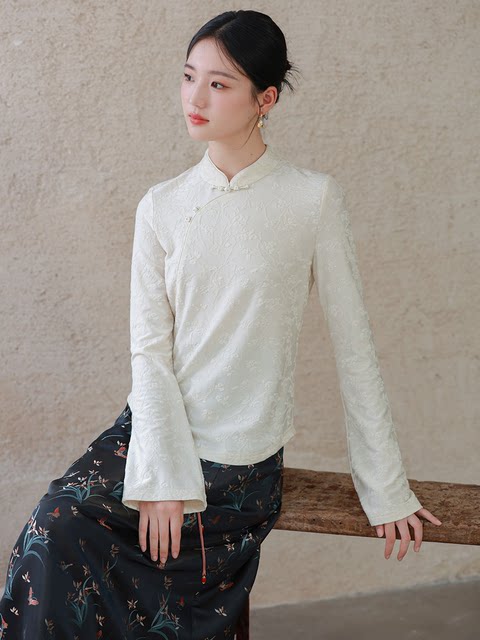 New Chinese-Style Top for Women, National Style Jacquard Stand-Up ...