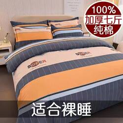 High-End Thickened Pure Cotton Brushed Four-Piece Set 100% Cotton Bed Sheet Duvet Cover Bedding Autumn and Winter Simple Three-Piece Set 3