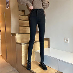 
2026 new original denim leggings slimming high waist pencil pants plus velvet and thickening