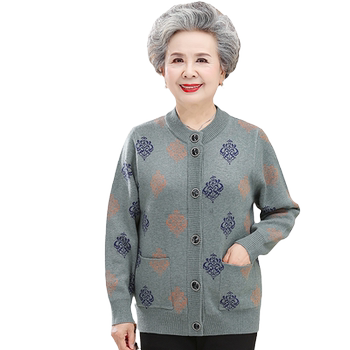 
Middle-aged and elderly women's autumn and winter sweater cardigan jacket