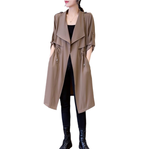 
Temperature thin windbreaker jacket for women 2025 autumn new high-end style loose waist slimming mid-length coat trendy
