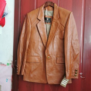 
Clearance stock genuine leather jacket men's goatskin suit jacket chestnut brown retro spring and autumn casual jacket loose style