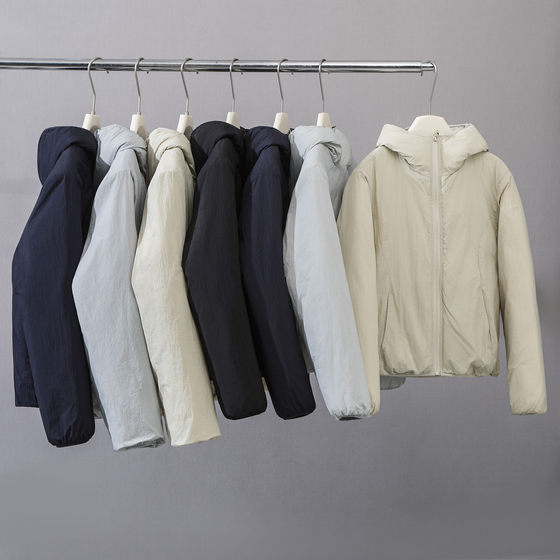 
[Double-sided! Same style for men and women] Thin and warm, lightweight hooded layered air velvet cotton coat for couples outdoor leisure