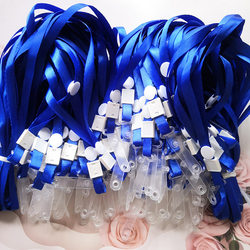 100 Thick Blue Student Id Lanyards, Brand Id Card Holder Lanyards, Straight Buckle Badge Red Lanyard