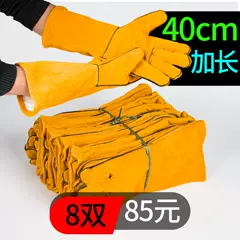 8 đôi găng tay hàn da bò dài 40cm dành cho thợ hàn và máy hàn, găng tay cách nhiệt, chịu nhiệt độ cao siêu bền bao tay da hàn