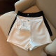 Black and white large size fat mm suit shorts for women 2025 summer thin high waist slim A-line tight stretch pants
