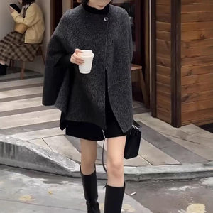
Korean style loose slimming fashion 2025 autumn and winter new style woolen French irregular slimming cape cloak jacket for women