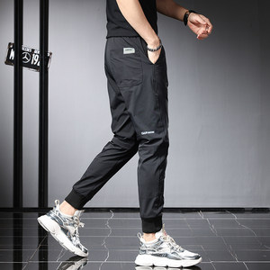 
2026 spring and summer new high-end black sports pants men's ankle-tie nine-point pants men's casual assault quick-drying pants