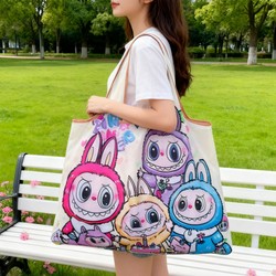 Large Capacity Foldable Supermarket Eco-Friendly Shopping Bag, Stylish Cartoon Mom Grocery Bag, Portable Oxford Cloth Tote Bag