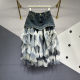 Mesh smudged layer cake skirt for women in women's 2025 spring and summer new versatile slim mid-length spliced ​​denim skirt