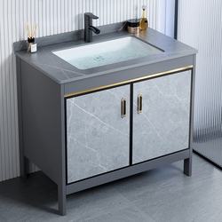 Floor-Standing Washbasin Space Aluminum Bathroom Cabinet Combination Bathroom Washbasin Household Ceramic Integrated Washbasin