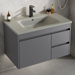 Space Aluminum Alloy Bathroom Cabinet Combination Washbasin Toilet Washbasin Household Gray Ceramic Integrated Washbasin