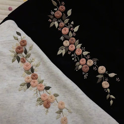 Round Neck Sweatshirt with Self-Embroidered Floral Letters, DIY Material Kit with Collar Tag, Long-Sleeve Couple's Outfit for Autumn and Winter, Hand-Embroidered, Gift for Boyfriend