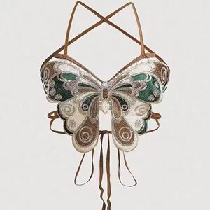 
Butterfly bellyband, sexy and stylish vest, pure lust style, halter neck strap, unique and sweet, popular embroidery for women in summer