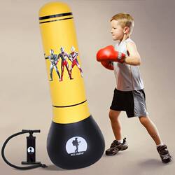 Household Toy Wobble Doll Boxing Standing Punching Bag for Children, Inflatable Thickened Cartoon Taekwondo Sandbag