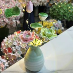 Jingdezhen Ceramic Flower Desktop Ornaments, Creative Birthday Gifts for Best Friends, Graduation Souvenirs, Ceramic Flowers for Teachers