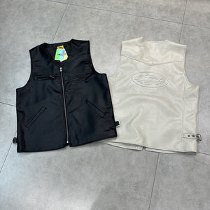 corteiz美式潮牌pu皮马甲背心男款leather vest高街复古拉链外套