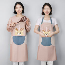 Long-Sleeved Apron for Women, Waterproof and Oil-Proof for Home Kitchen Use, Catering Workwear, 2025 New Trendy Smock Apron for Autumn and Winter
