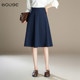 Navy blue temperament professional commuting skirt for women 2025 spring and autumn high waist loose slim drooping large umbrella skirt