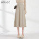 Black knitted skirt for women in autumn and winter 2024 new pleated skirt mid-length high-waisted a-line tie-fitting umbrella skirt