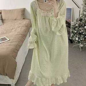 
New No. 2 pajamas for women in autumn and winter, thin, leaky cloud cotton pajamas, long-sleeved nightgown, can be worn outside as home clothes, nightgown