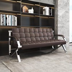 Business Office Sofa Simple Modern Iron Three-Person Sofa Reception Office Sofa Coffee Table Table Combination