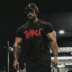 C Baocris Fitness Short-Sleeve Men's Slim-Fit Crew Neck American-Style Stretch Cotton Sports Trendy Brand Half-Sleeve Training Plus-Size T-Shirt