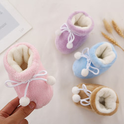 0-6-12 Months Baby Soft-Soled Pre-Walking Shoes and Socks for Autumn and Winter, 1-Year-Old Boys and Girls, Newborn Anti-Fall Baby Cotton Shoes