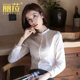 Xiaoli collar white shirt female long -sleeved new women's format round neck spiny anti -anti -Zou worker professional slim shirt