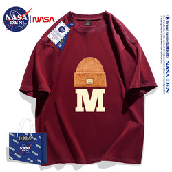 Nasa Co-Branded Trendy Brand Heavyweight Pure Cotton Short-Sleeve T-Shirt, Unisex, Spring and Summer Versatile Niche Print Five-Quarter Sleeve