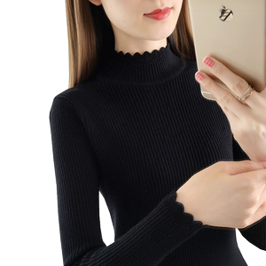 
Half turtleneck bottoming shirt for women, 2025 spring and autumn new style mid-collar sweater with slim knitted sweater top, long sleeves