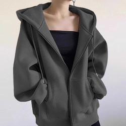 Women's Sweatshirt Jacket Spring and Autumn 2026 New Hooded Cardigan Winter Fleece Versatile Korean Style Lazy Casual Top