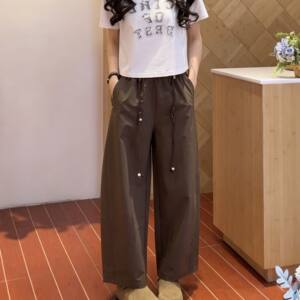 
IEF/Aiyifu 2026 new summer woven harem pants loose casual versatile slim pants