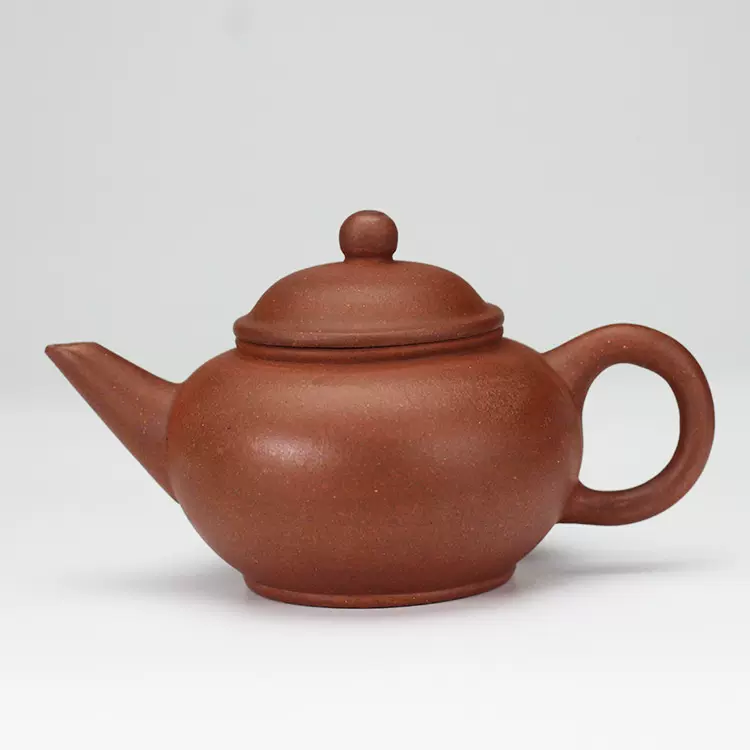 80年代紅清水泥紫砂壺宜興紫砂壺水平壺185cc半手工茶壺
