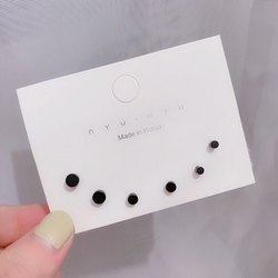 New S925 Silver Needle Earrings for Men and Women, Small Circle Elegant Black Ear Bone Studs, Student Simple Korean Style Fashion Earrings