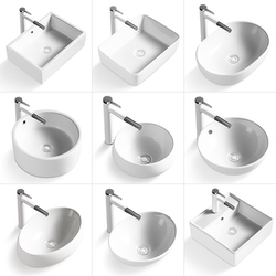 Countertop Basin, Square Ceramic Washbasin, Single Basin, Round Countertop Basin, Household Washbasin, Small Size Balcony Countertop Washbasin