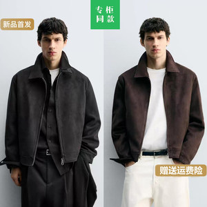 
Cabinet 699! ZA new autumn and winter men's lapel suede texture slim straight jacket 3548150 711