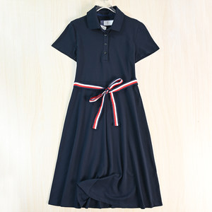 
Siqi Women's Wear 264/27 Beautiful Soup Style Contrast Color Belt Slim Casual Short Sleeve Polo Dress