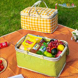 Picnic Basket, Foldable Picnic Equipment, Complete Set of Spring Outing Essentials, Outdoor Camping Insulated Storage Box, Carrying Basket