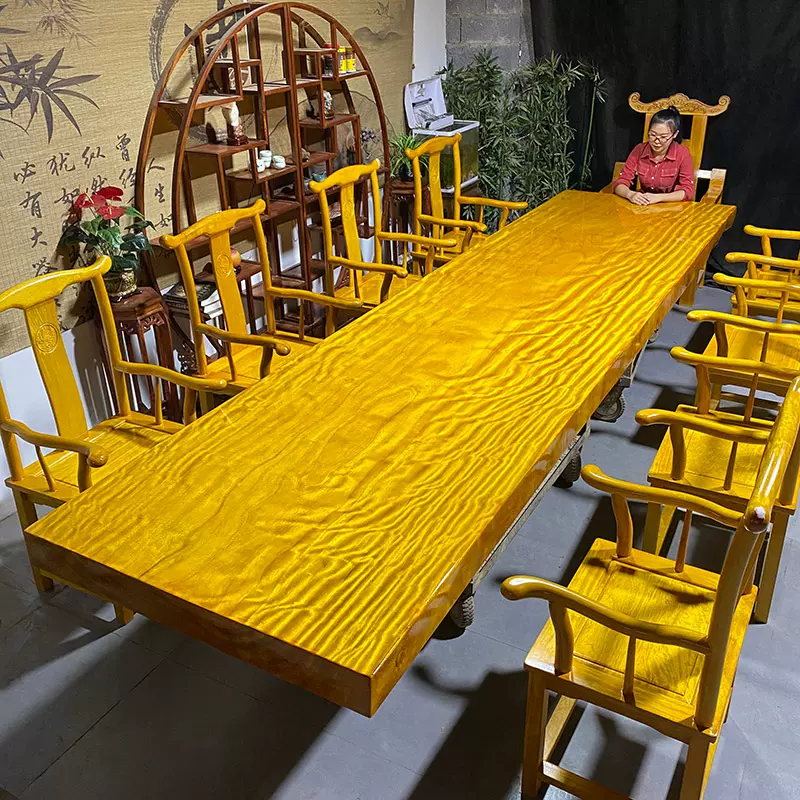 整块金丝楠木大板茶桌花梨木老板桌会议桌实木